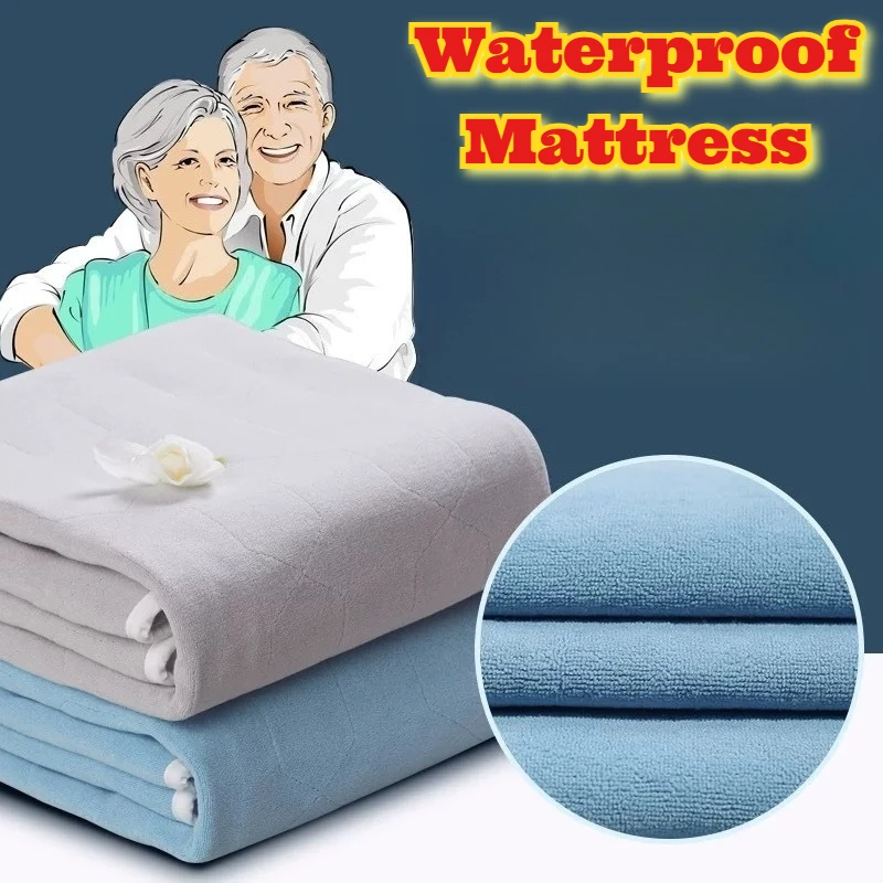 Wasserdichte, waschbare Flanell-Bettunterlage für ältere Menschen, rutschfest, thermisch, für den Winter, urineständig, Matratzenschoner, weicher Milchfleece-Topper