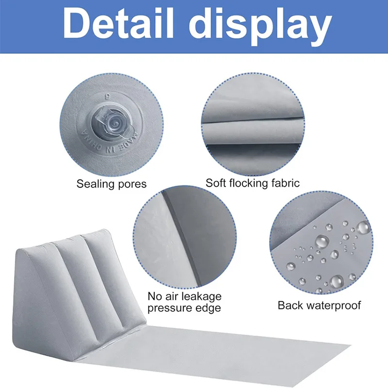 PVC Inflatable Beach Mat Outdoor Beach Triangle Cushion Foldable Portable Moisture Proof With Pillow Flocked Single Cushion