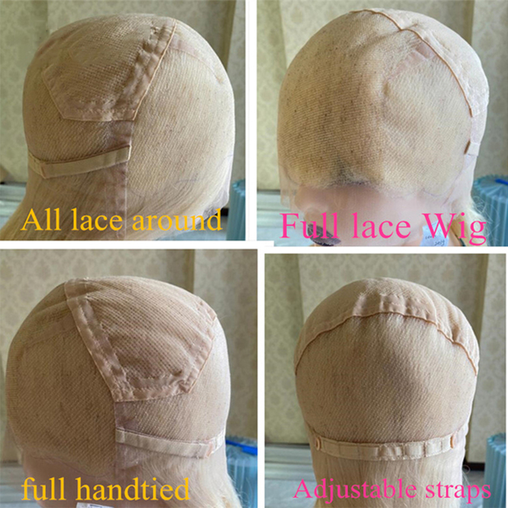 Pelucas de encaje completo para mujer, cabello humano virgen 100% con raíces marrones oscuras, HD 13x6, con malla frontal, sin pegamento