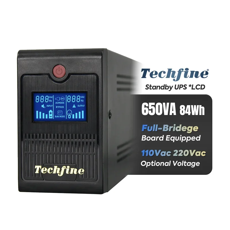 La venta caliente de Techfine aumenta la fuente de alimentación ininterrumpida fuera de línea Ups 650va/360w 650va Ups sin conexión