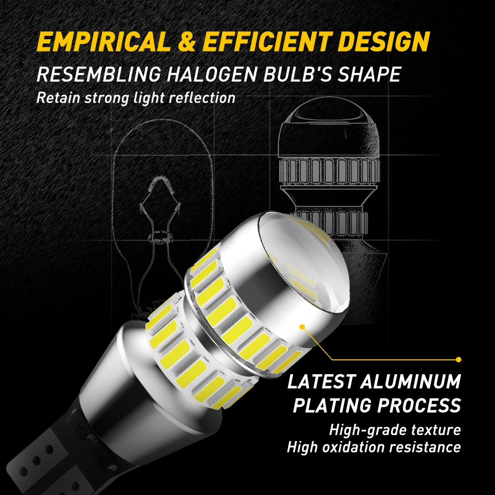 AUXITO 2 unidades T15 lâmpada LED W16W lâmpada LED Canbus sem erro 4014 42-SMD 912 921 luzes LED 12V luz reversa de backup de carro 2000LM 6000K
