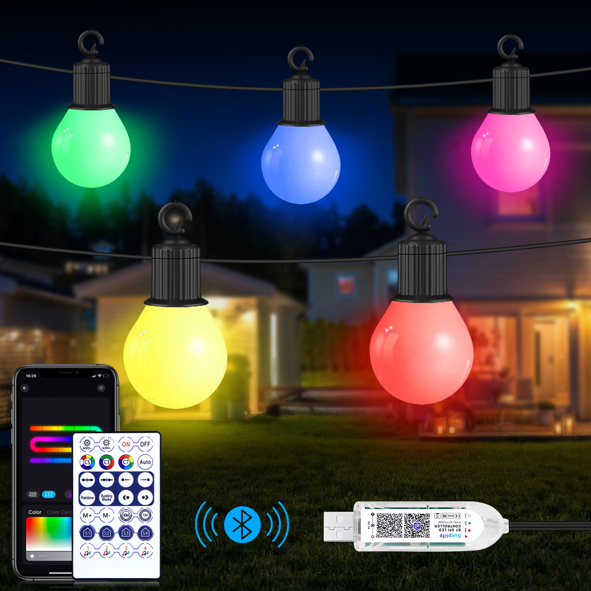 Bluetooth LED Lichterketten Weihnachten Wasserdichte Lichterkette Hochzeit Zimmer Outdoor Camping Dekor Girlande Licht, USB/Solar Powered