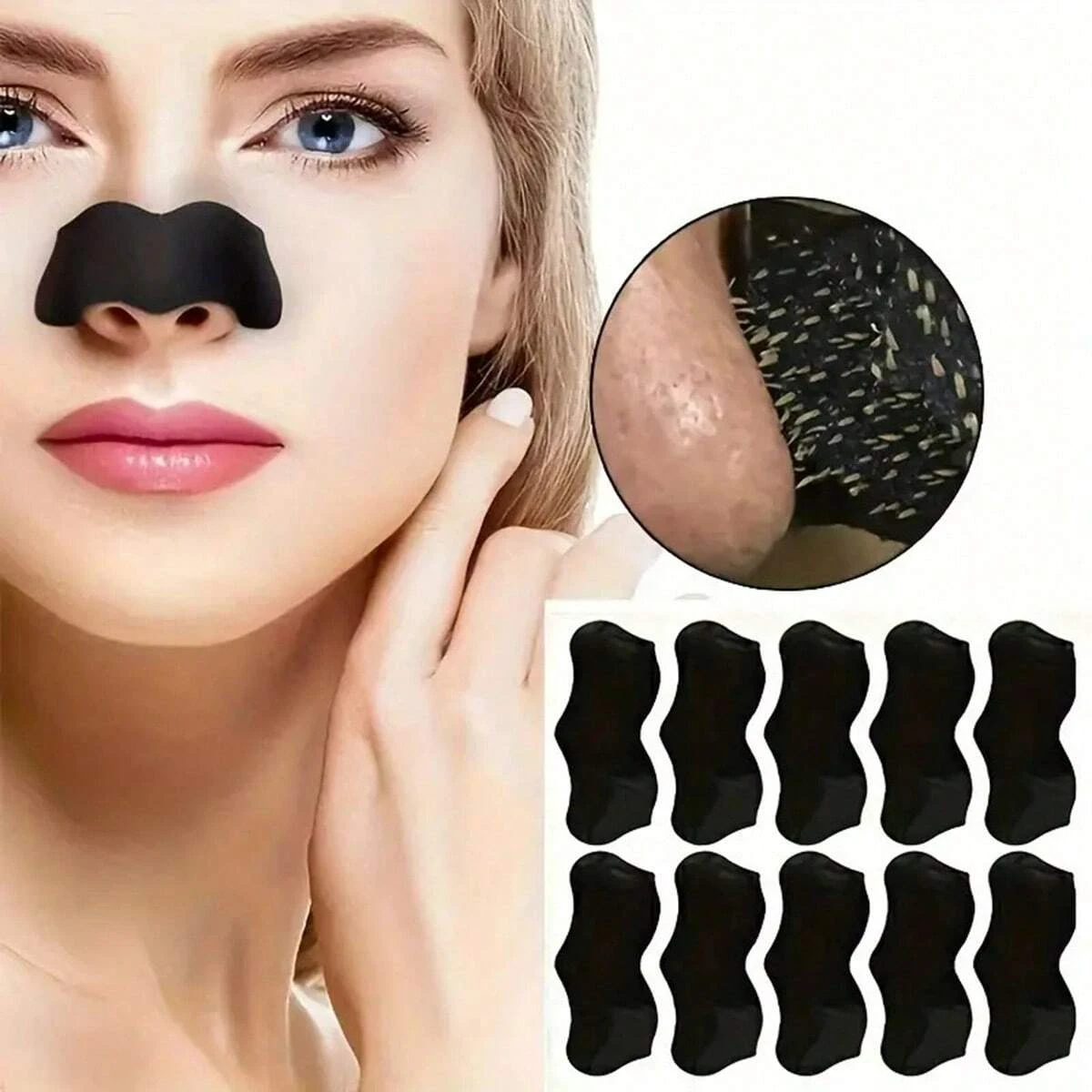 10 pc/50 pc100 pc cravo nariz remendo, limpeza profunda nariz remendo, encolher poros do nariz para remover cravos, pele lisa facial ca