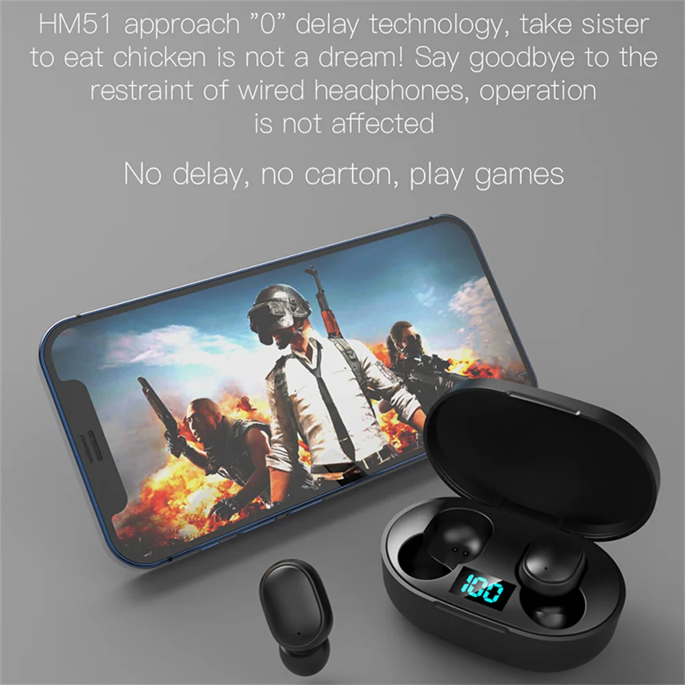 Auriculares TWS inalámbricos Bluetooth 5,0 E6S con cancelación de ruido, auriculares deportivos estéreo de graves HiFi para juegos para todos los teléfonos inteligentes