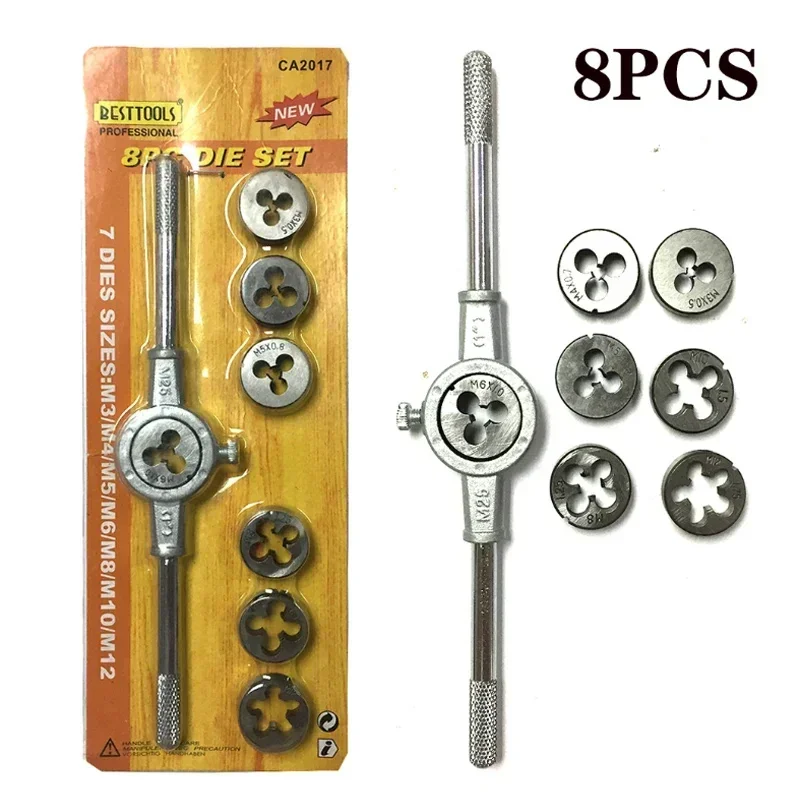 2025 Nuovo 8/12/20 Pz Maschio A Mano Metrico e Die Set Vite Filettatura Spine Dritto Conico Alesatore Strumenti M3-M12