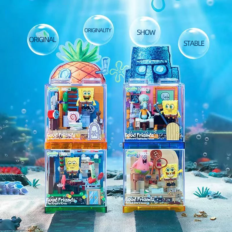 Spongebob Series Building Blocks Patrick Star Krusty Krab Squidward Tentacles ห้องประกอบของเล่นเครื่องประดับเด็กของขวัญ
