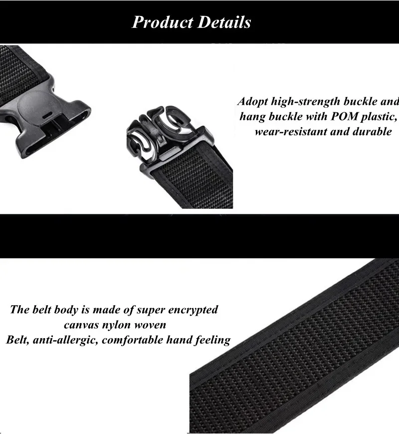 2 in 1 Tactical Belt Quick Release  Buckle MOLLE  Mens Belts width 5CM