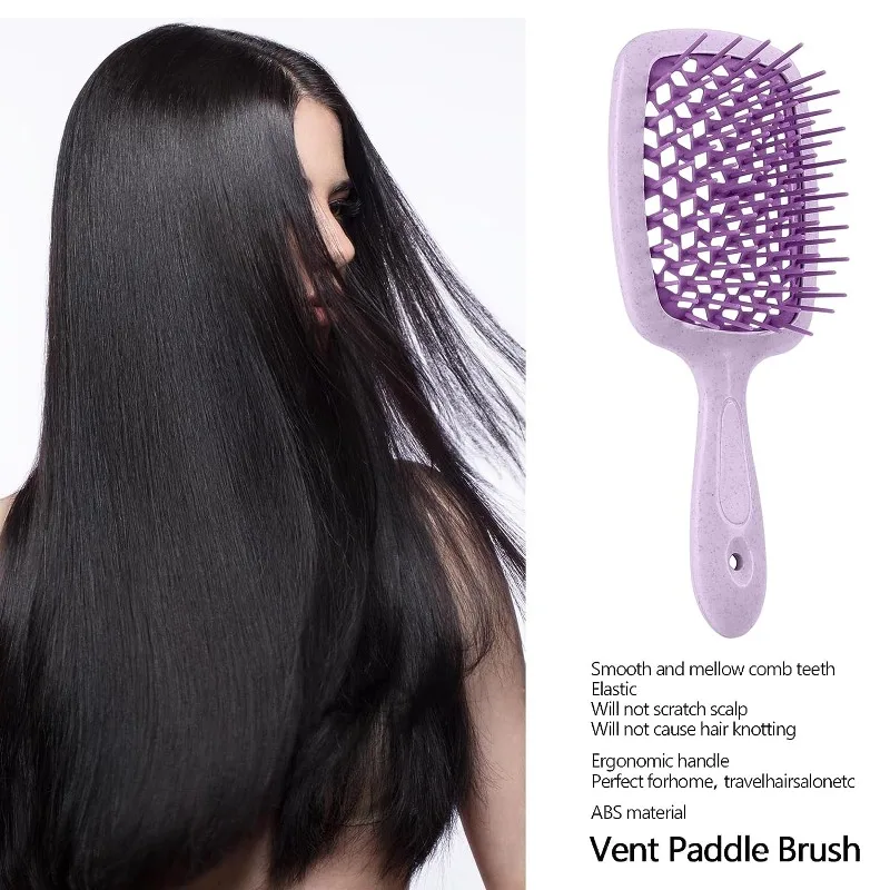 2 pçs pente profissional desembaraçar escova de cabelo massagem do couro cabeludo pente antiestático oco para fora escova de cabelo para molhado e seco barbeiro estilo de cabelo