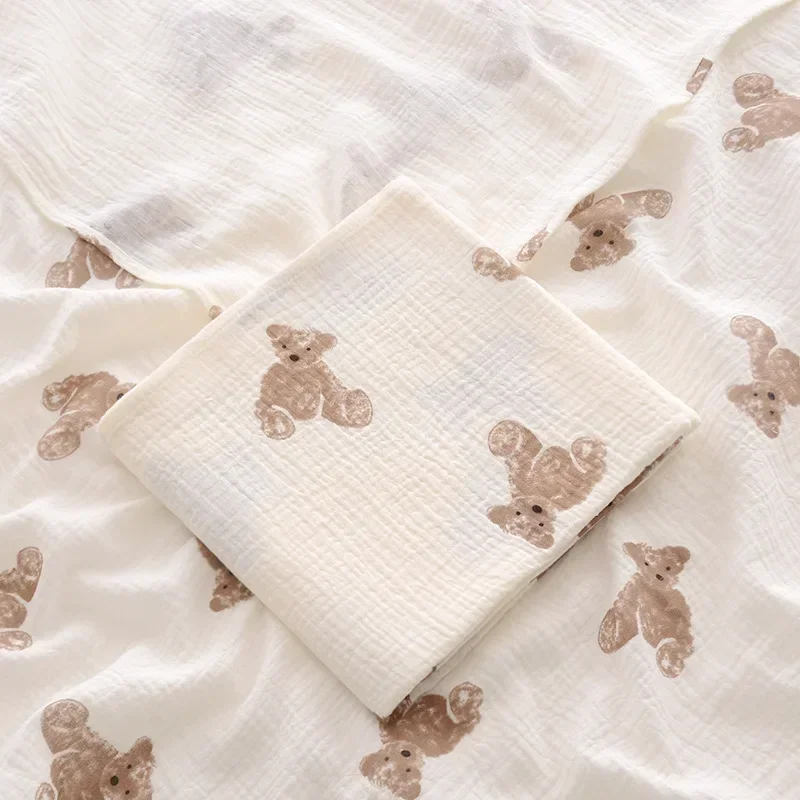 100X100 ซม.Muslin Squares ผ้าห่มเด็กทารกแรกเกิดผ้าอ้อมผ้าปูที่นอนผ้าฝ้ายผ้าห่มรถเข็นเด็กน่ารักนุ่มพิมพ์ผ้าเช็ดตัวเด็ก Wrap ﻿