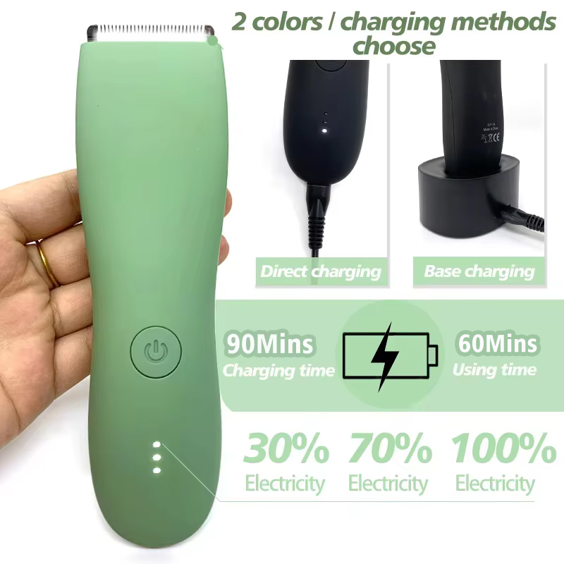 Afeitadora de pelo corporal para hombres, recortadora de bolas para ingle púbica, cuchilla de cerámica reemplazable, maquinilla de afeitar eléctrica, Clippe impermeable