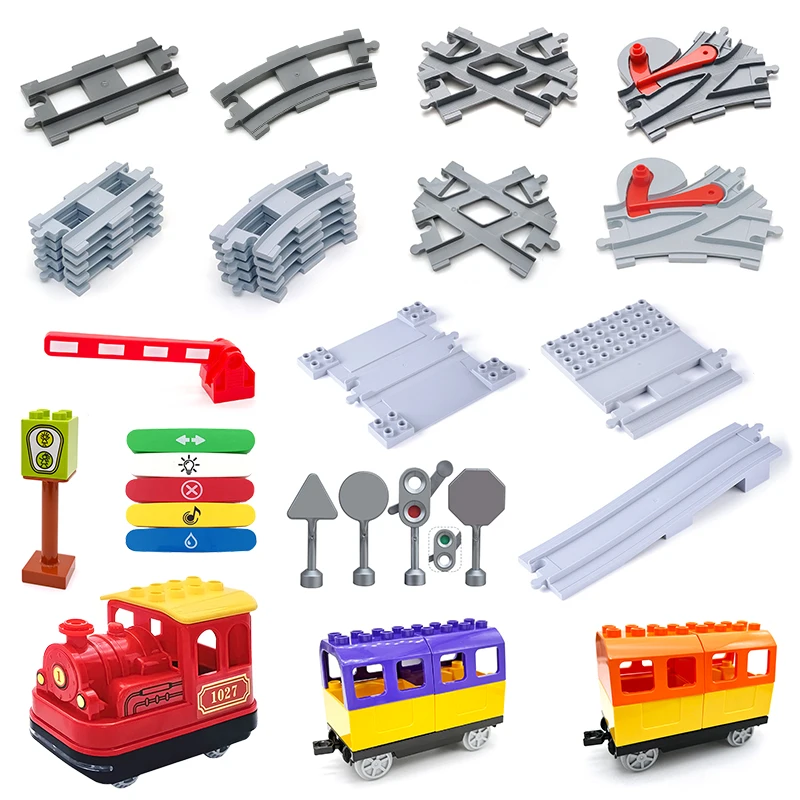 Accessoires voor treinspoor voor kinderen Grote bouwstenen DIY-spoorwegspeelgoed Grote blokken Compatibel Duploed STEM Educatief cadeau Peuters