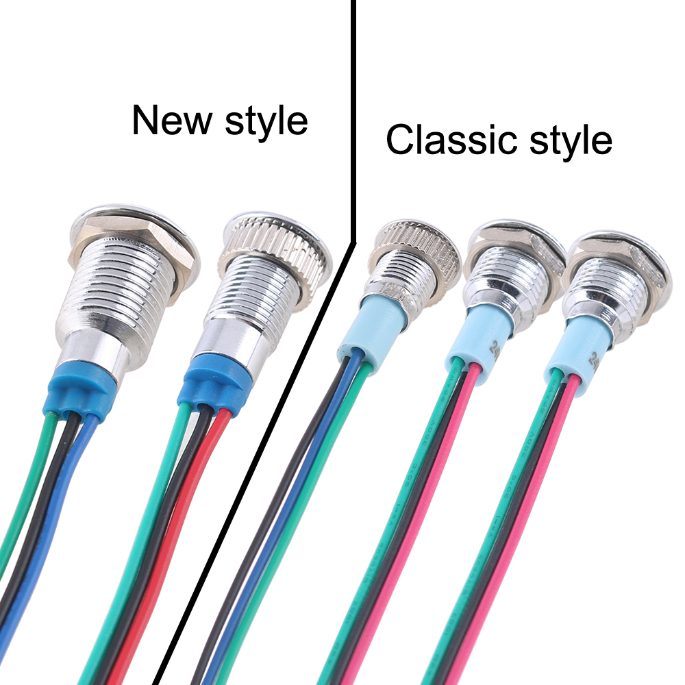   Luz indicadora de Metal LED, lámpara de señal impermeable de 8mm, punto con cable, rojo, amarillo, azul, verde, indicador de dos colores DC 24