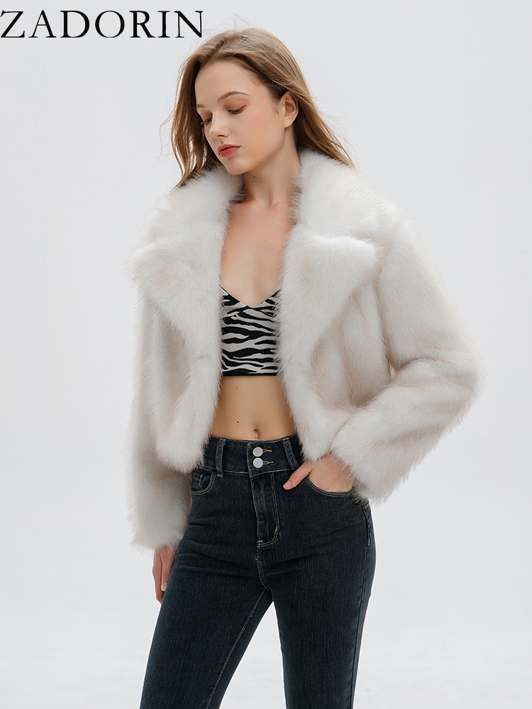 Zadorin-女性のフェイクフォックスファーコート,豪華なグラデーションのショートジャケット,デザイナーの服,冬,2024