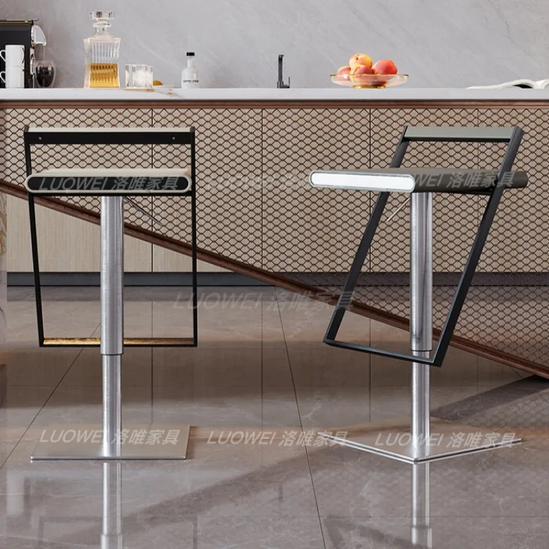 Bancos de barra luxuosos de aço inoxidável, cadeiras de bar giratórias brancas com altura ajustável, ergonômicas e relaxantes, móveis de bar