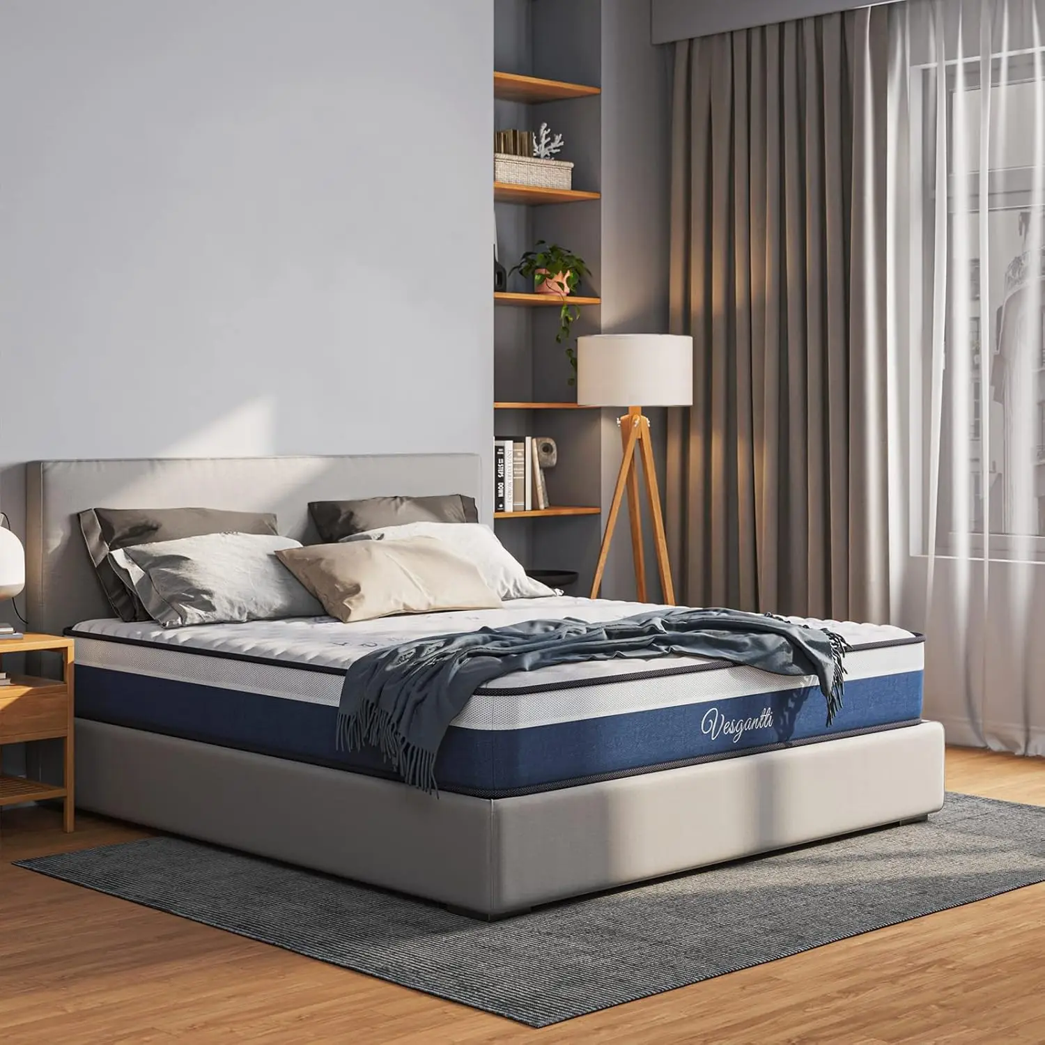 Double Mattress, 10 Inch Hybrid Mattress Double Size with Breathable Memory Foam and Individual Pocket Spring-Medium F