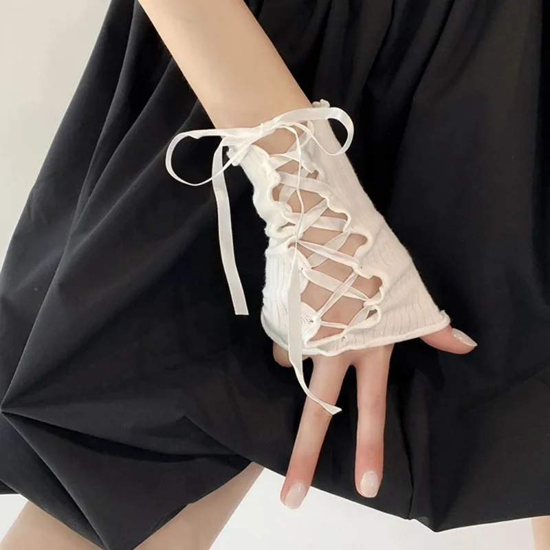 Y2k luvas sem dedos diy cintas braço mais quente malha elástica mangas de braço lolita jk gótico cosplay manga acessórios de roupas quentes