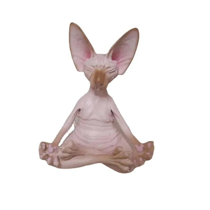 Meditação yoga gato feliz caprichoso buda esfinge estatueta arte decoração escultura jardim ao ar livre estátua decoração para casa artesanato