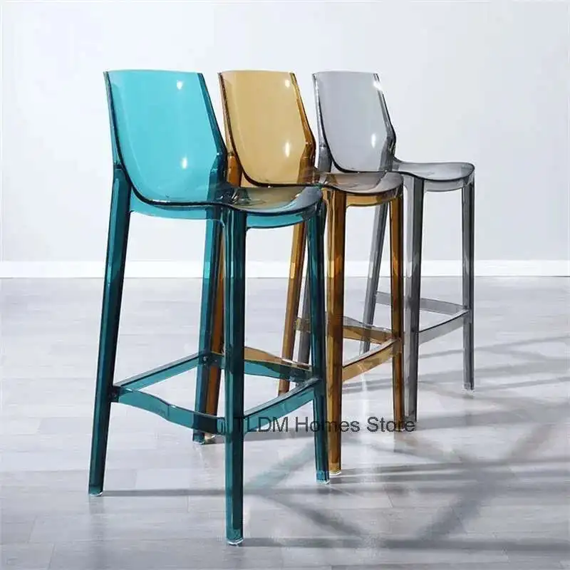 Nordic Acrylic Transparent Bar Chairs Household High Foot Stool Modern High Chair Nordic Plastic Crystal Bar Stools for Kitchen
