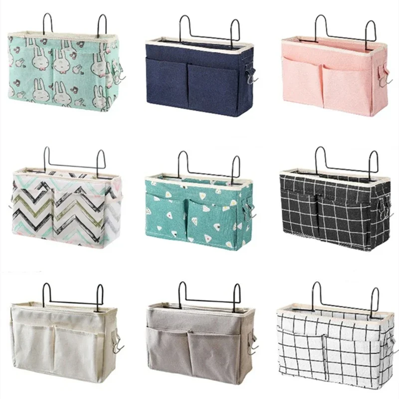 Sacs de rangement de chevet, pochette latérale de lit de berceau, caddie suspendu, organisateur de rangement de jouets de chevet, pochettes porte-couches, sacs d'accessoires de berceau