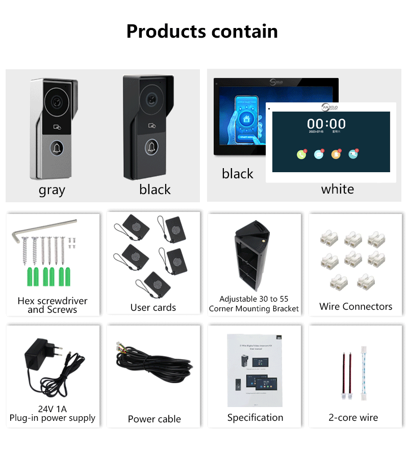 2-przewodowy wideodomofon dzwonkowy do domowego metalowego telefonu drzwiowego Kamera IP Tuya Smart 1080P