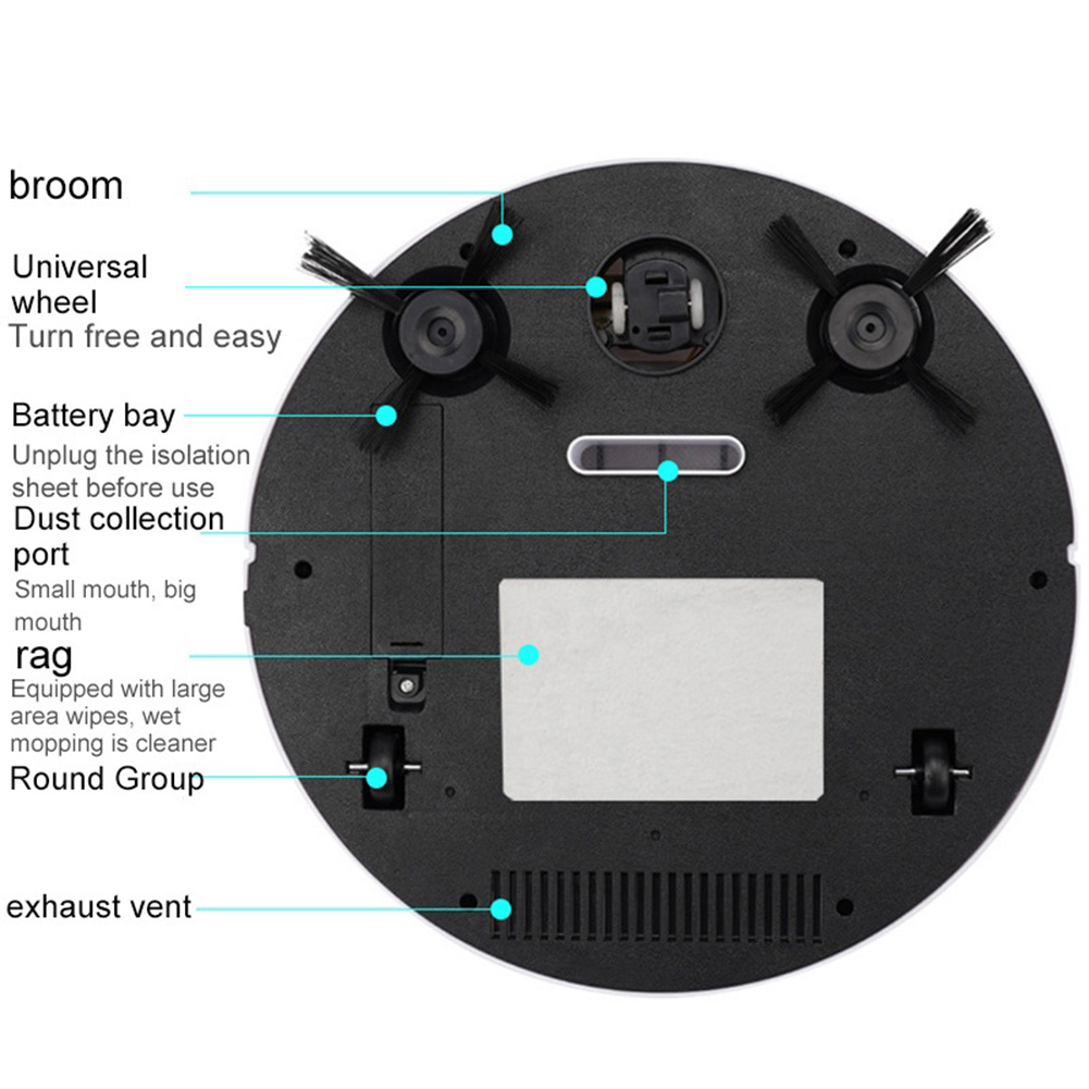 Robotic Vacuum and Mop Combo Automatic Cleaning Sweeping Machine USB Rechargeable Quiet Cleaning for Pet Hair Carpets and Floors