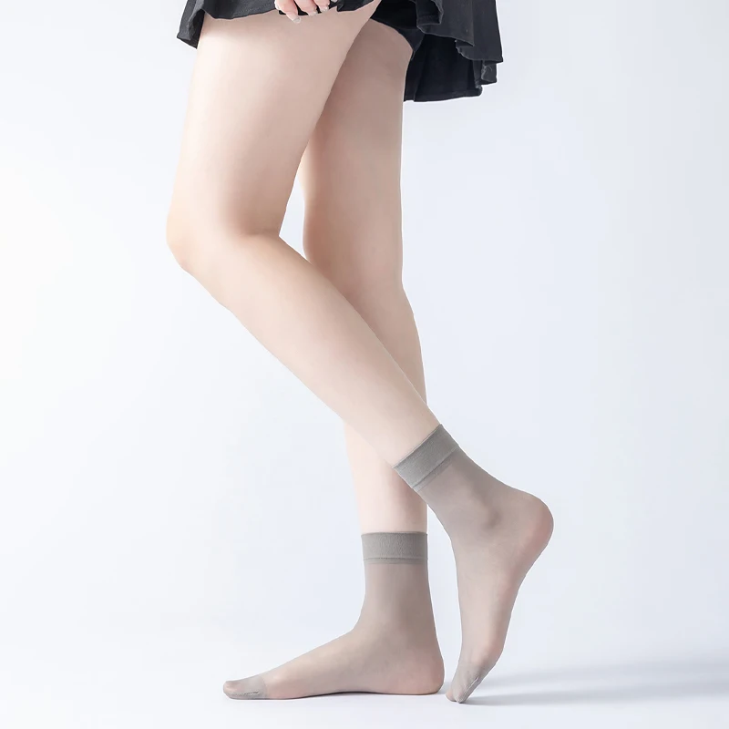 5-20 pares de calcetines de seda de cristal transparente de verano para mujer, calcetines tobilleros de nailon ultrafinos, conjuntos de calcetines cortos antigancho