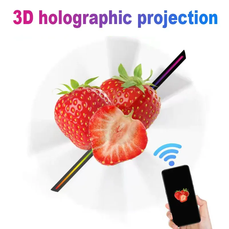 42 ซม.3D Holographic พัดลม WiFi ระยะไกลที่กําหนดเองไอคอน DIY โลโก้วิดีโอ LED นีออนไฟหมุนจอแสดงผล AD 3D โปรเจคเตอร์โฮโลแกรม