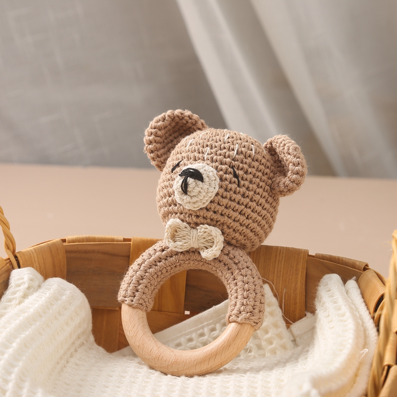 Juguetes para bebés, sonajero de animales de ganchillo, sonajero musical de dibujos animados, juguetes para bebé, sonajero mordedor Kawaii, juguete para bebé de 0 a 12 meses, juguetes Montessori