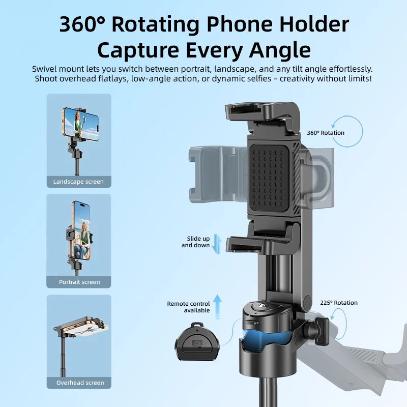 VYVYLABS Mini Selfie Stick with Bluetooth Remote-Portable Vlog Stick for iPhone & Android Foldable for Live Streaming