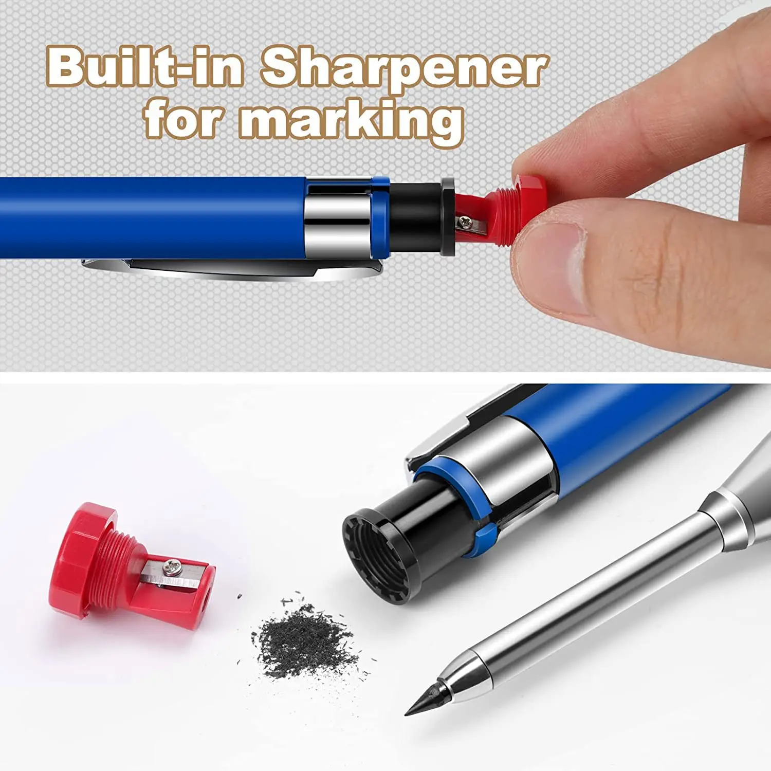1 PC 2.8 มม.ช่างไม้ดินสออลูมิเนียมดินสอในตัว Sharpener เครื่องหมายเครื่องมือไม้หลุมลึกดินสอ