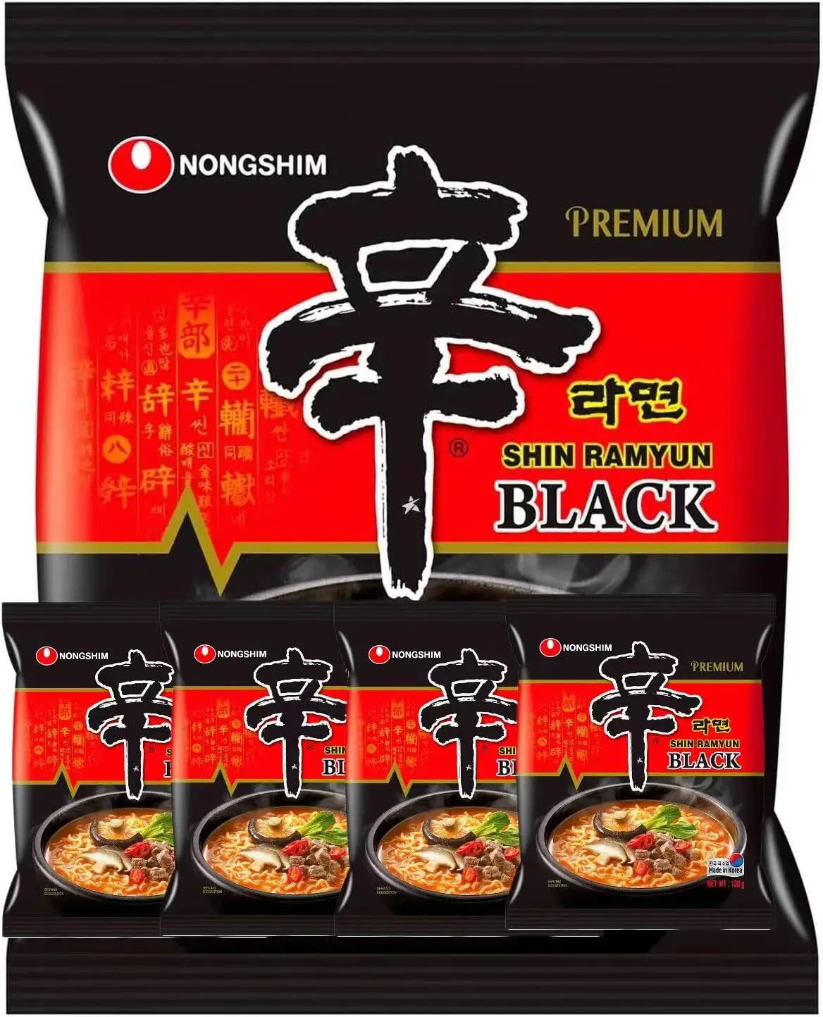 Nongshim, Shin Ramyun (Black Series), Pack of 5, 130g per pack