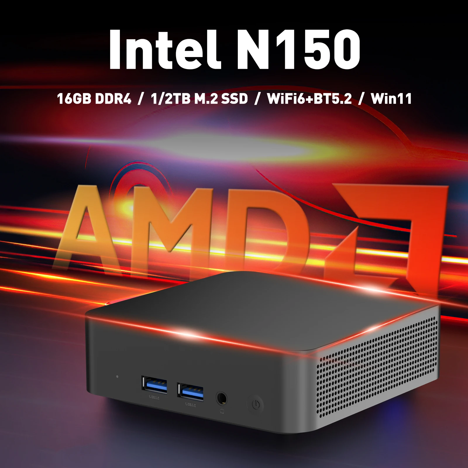 Mini PCIntel N150 Windows 11 16 GB RAM 12048 GB ROM N150 Micro computer desktop Mini PC WiFi dual-band