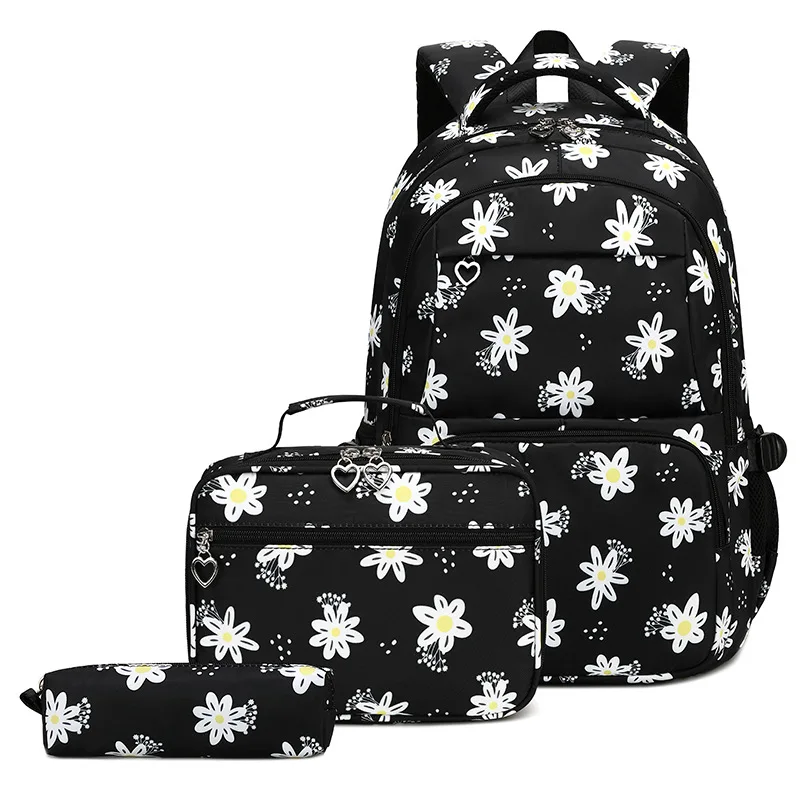 3 Pcs Set Children's Backpacks Cute Student School Bag for Teenage Girls Waterproof School bags With Lunch bag Pencil Case