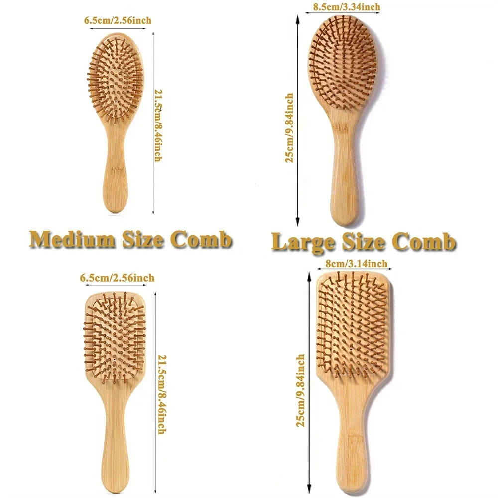 ไม้ไผ่ธรรมชาติPaddleหวีAir CushionหวีนวดหนังศีรษะAnti-Static Tangleฟรีหวี,พิเศษสําหรับวิกผมจริง