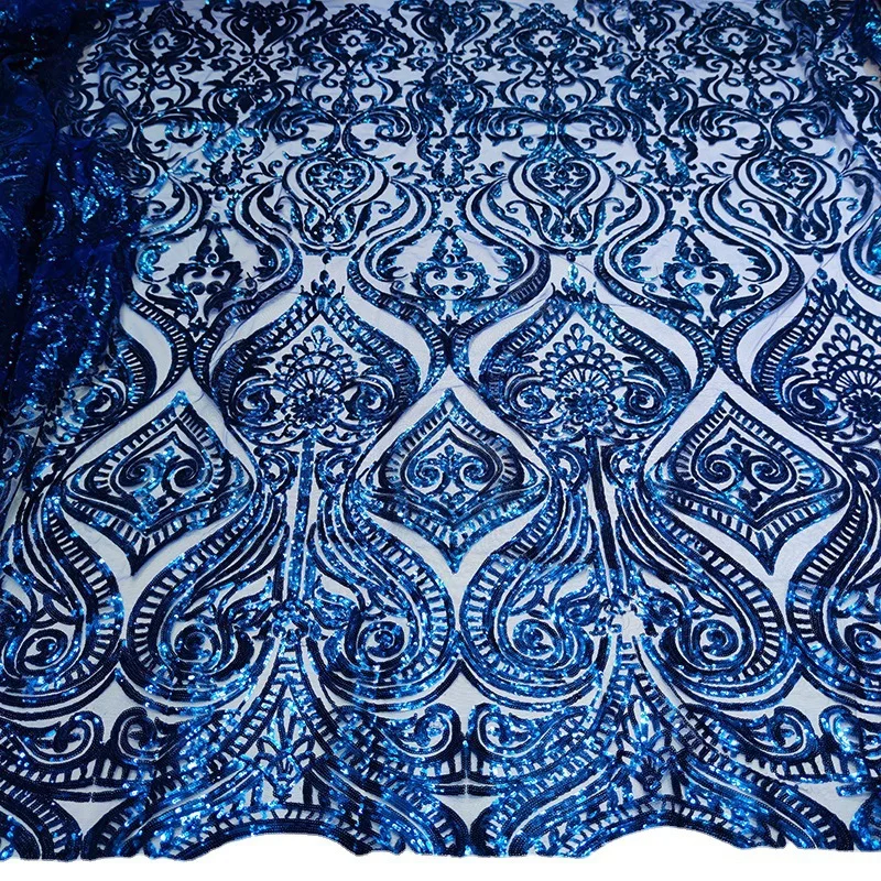 14 Farbe schwarz weiß afrikanisch symmetrisch bestickt Pailletten Spitze Stoffe nigerian ischen französischen Tüll Spitze Stoff Party kleid Material