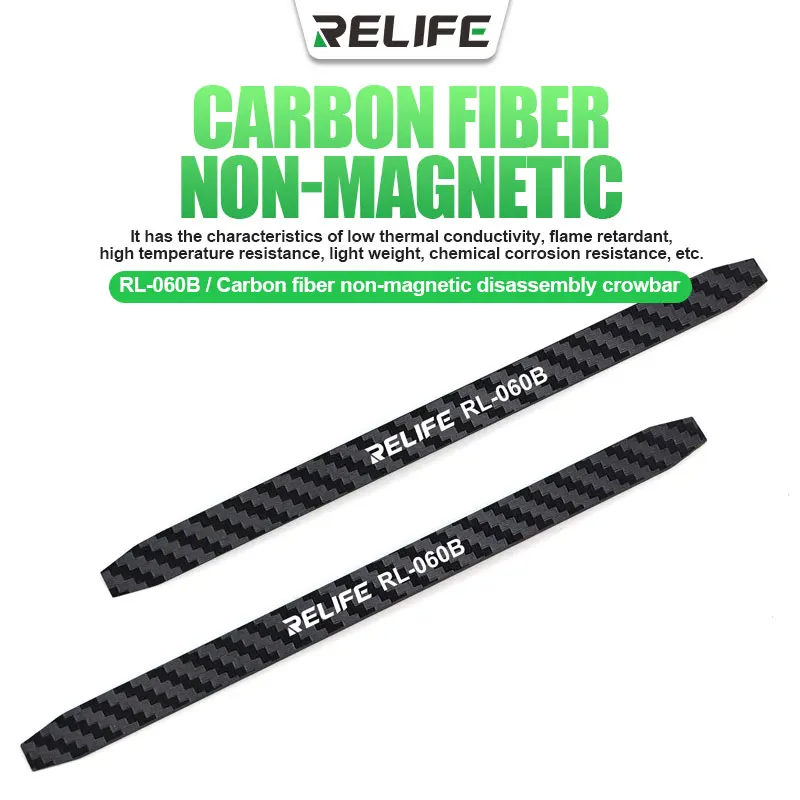 Relife RL-060B anti-estático de fibra de carbono não-magnético desmontagem pé-de-cabra para reparo do telefone móvel desmontagem pé-de-cabra ferramenta de reparo
