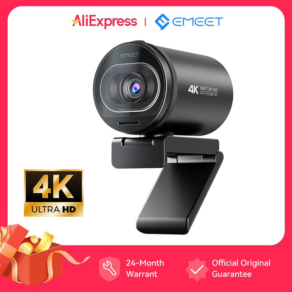 Cámara Web de transmisión 4K, 1080P, 60FPS, USB, EMEET S600, enfoque automático, cámara de transmisión viva con micrófonos para Tiktok/YouTube