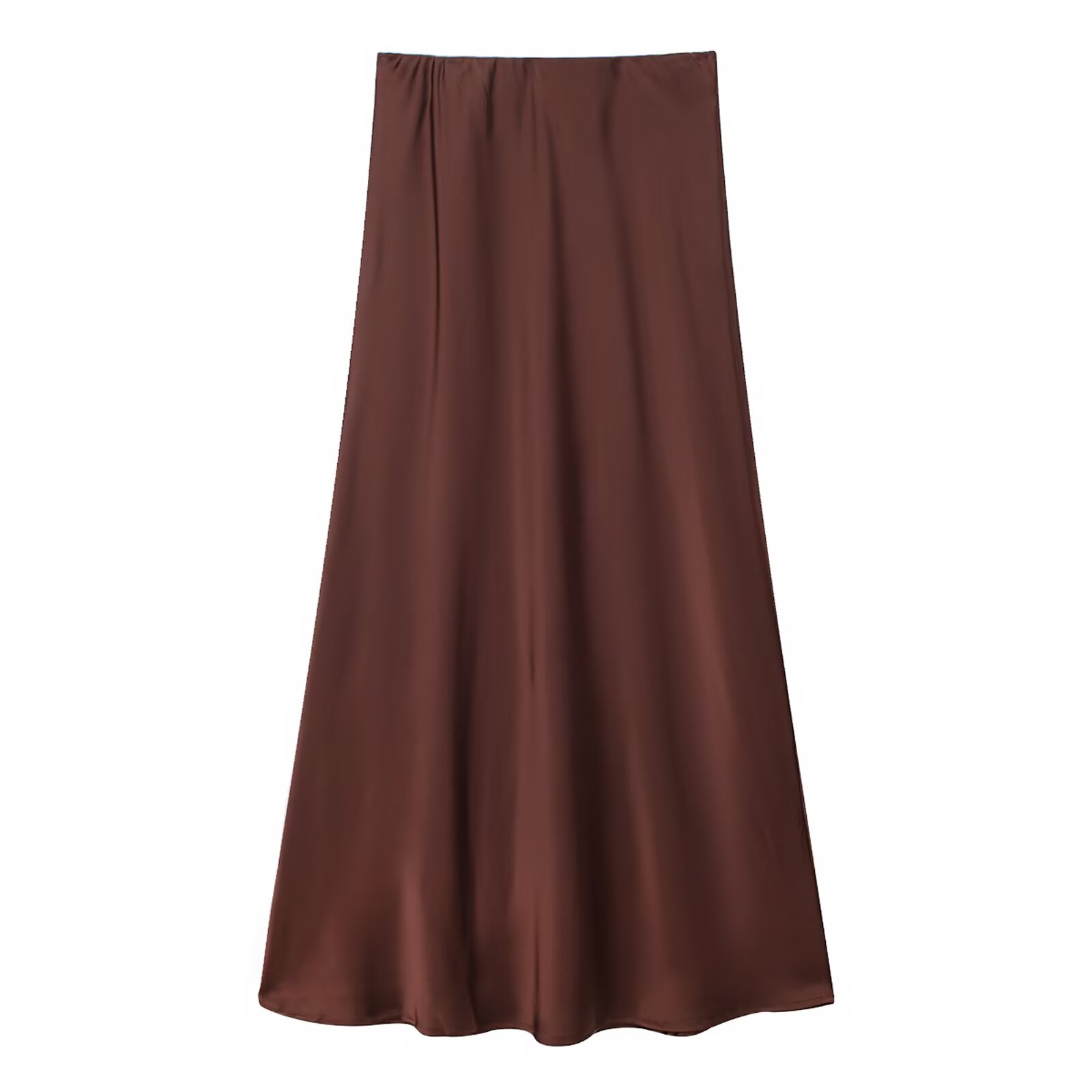 Faion High Waist Silk Satin Midi Skirt Women's New Season Apparel Versatile Ele Ci Commute A-Line Skirt