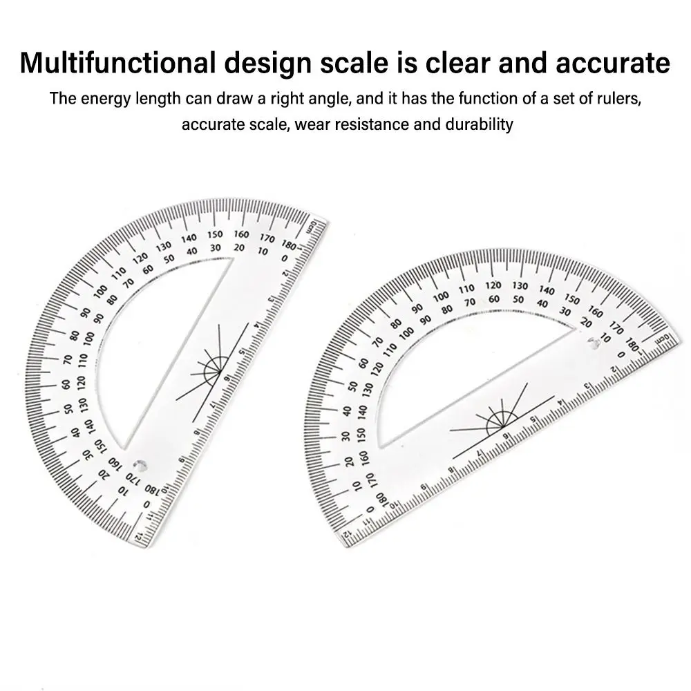 Plastic Set Square Professional With Handle Drafting Tools Scale Ruler Geometry Transparent Angle Protractor School Office