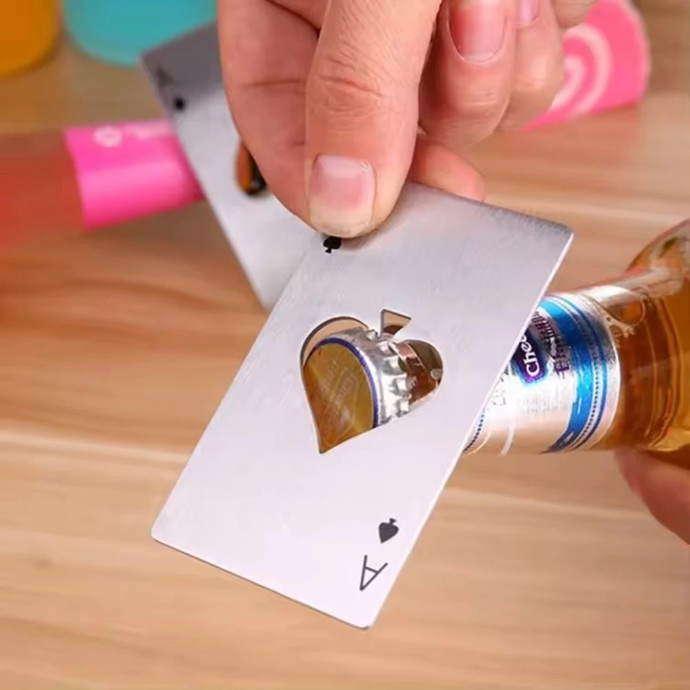 Roestvrij staal Spades A Winemaker Flesopener Speelkaarten Flesopener Creditcard Bierflesopener