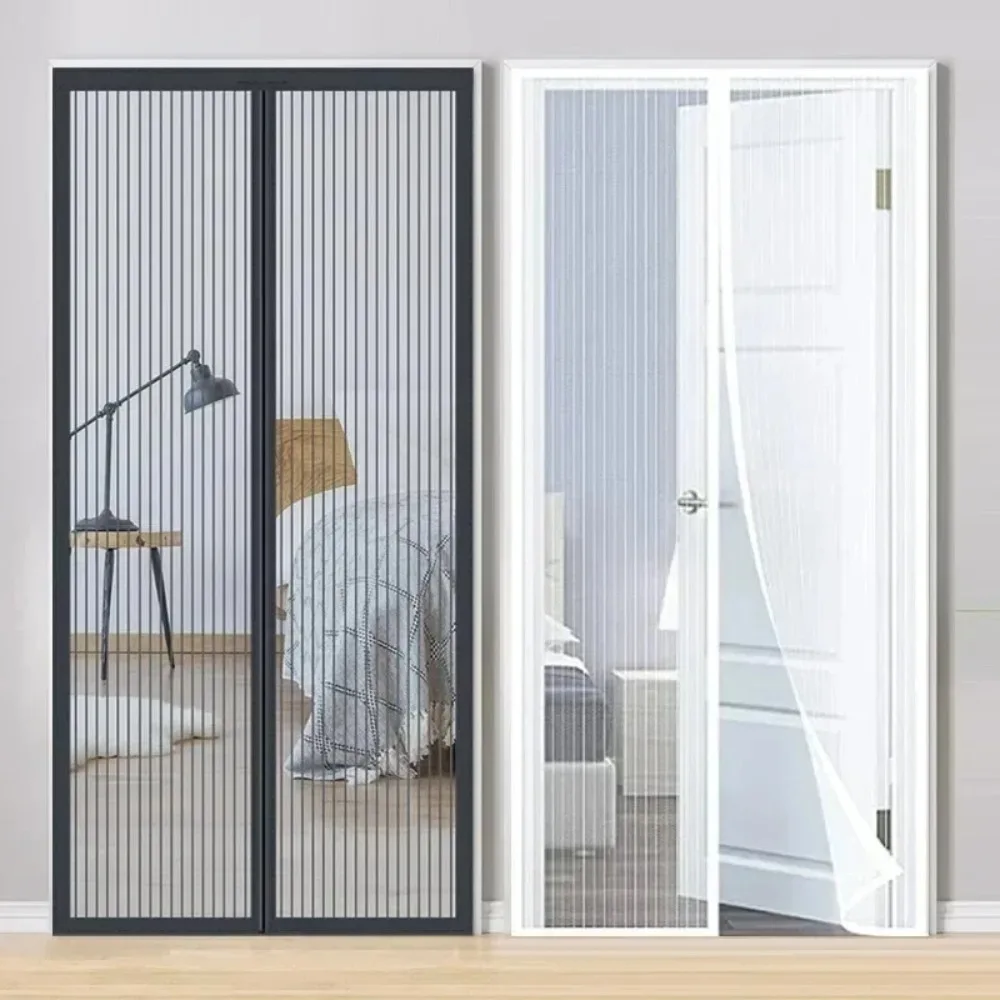 Cortina de puerta con ventilación antimosquitos, sin perforaciones, cierre automático, cubierta de malla de puerta Invisible para protección de mascotas y niños