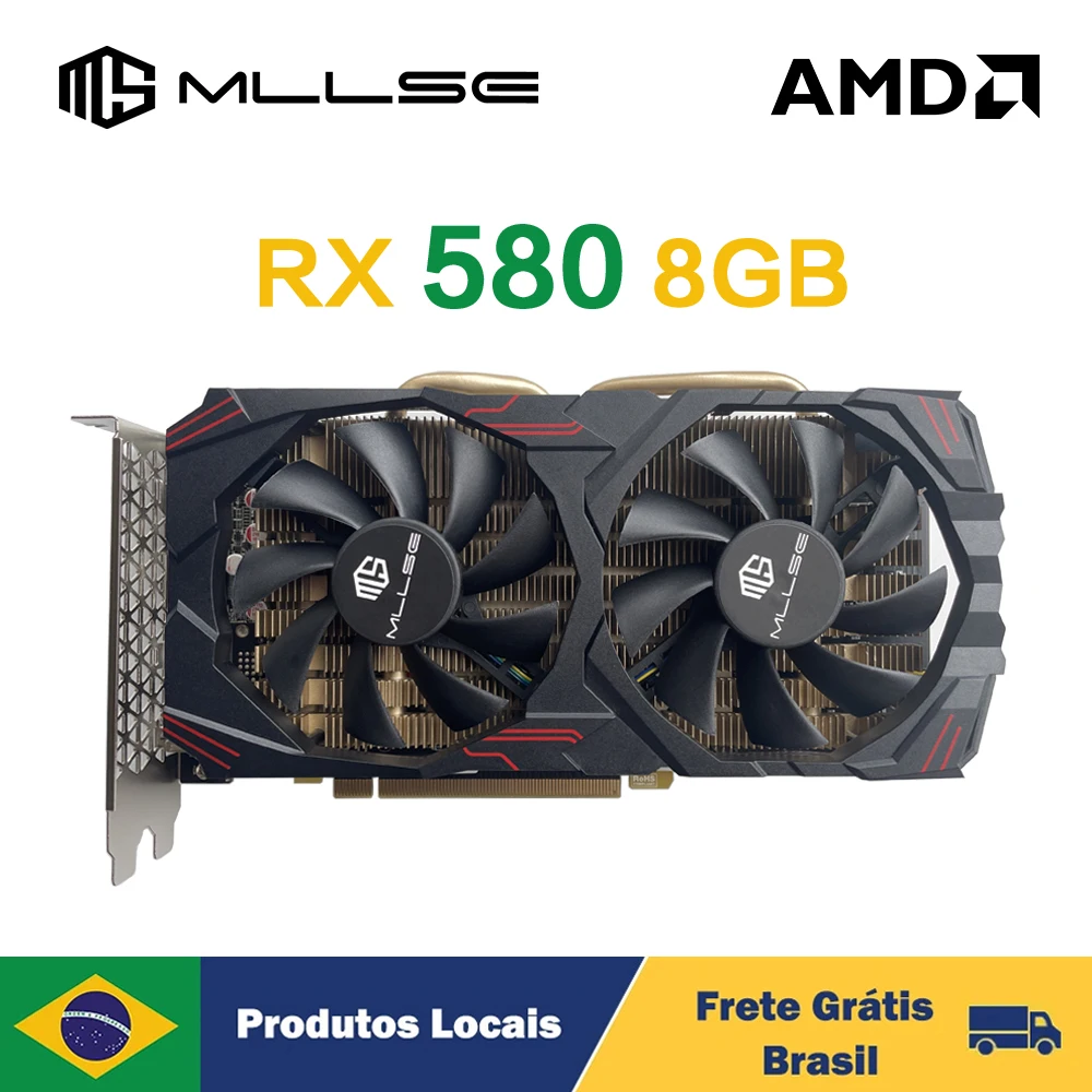 Placa gráfica MLLSE AMD Placa De Video RX 580 8GB Gaming GDDR5 256Bit PCI-E 3.0 × 16 Radeon GPU Jogo de computador Brasil