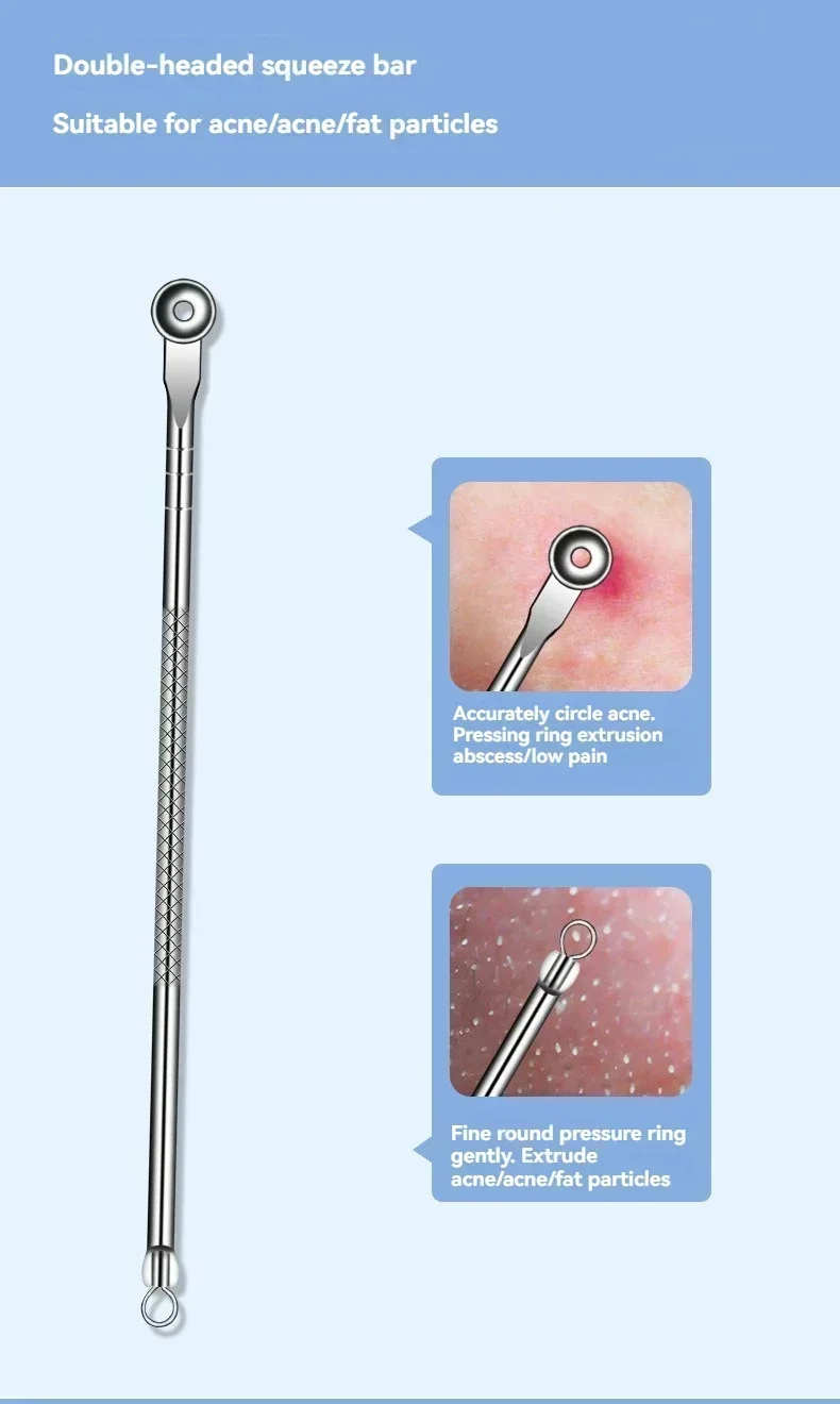 スキンケア用の巻き毛ピンセット、にきびとにきびの除去針、黒いドットクリーナー、毛穴クリーナー、ディープクレンジング、フェイスツール、11個