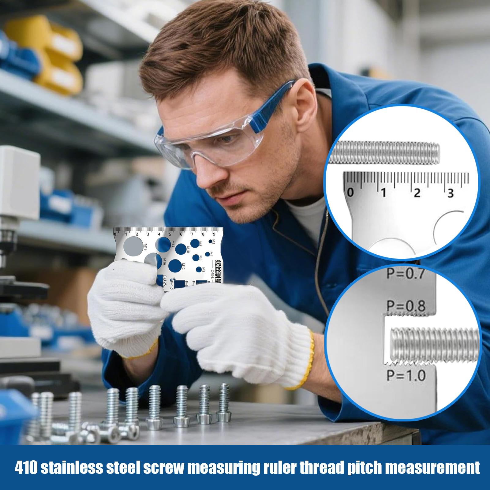 Screw Thread Pitch Gauge Ruler Measuring Tool Bolt Nut Metric Machining Threads Screw Cutting Gauge Angle Model Measuring