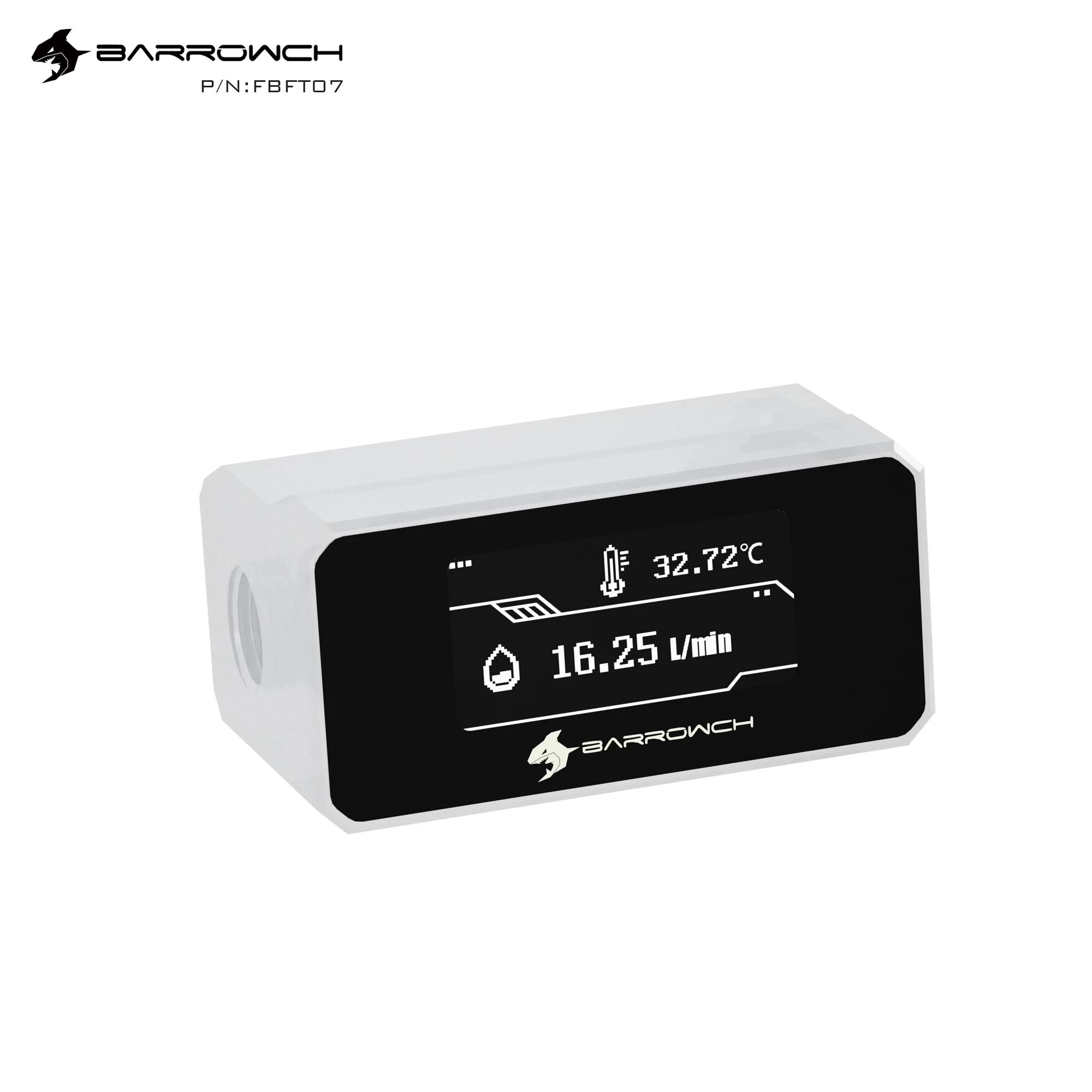 Barrowch Computer Digitalanzeige Wasserthermometer, Flüssigkeitsbau-Durchflussmesser-Systemmonitor, Hochtemperaturalarm-Wasserkühler