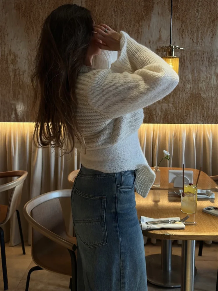 Tossy Weißer Vintage-Strickpullover, Strickjacke für Frauen, aushöhlen, locker, elegant, Herbst 2025, Vertuschung, Strickwaren, weibliche Strickjacke