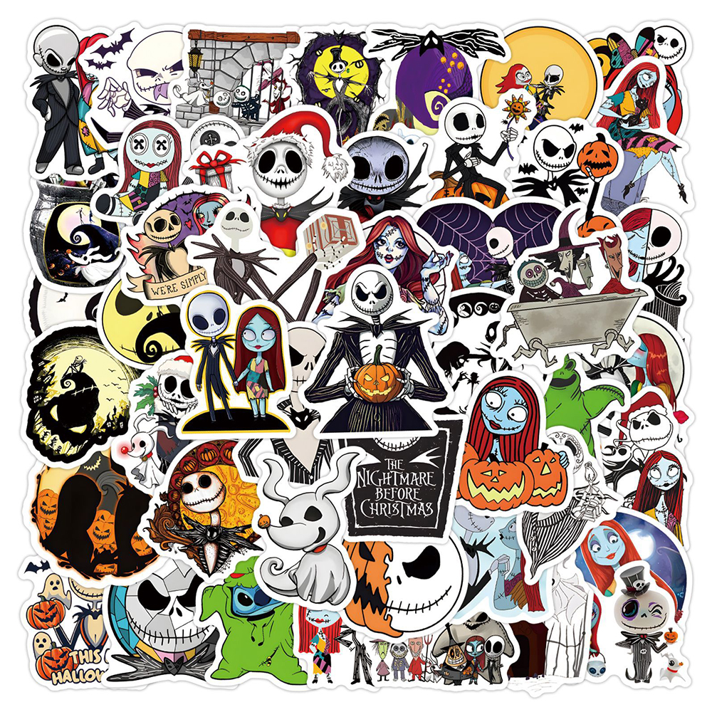 60PCS Disney Nightmare Before Christmas Halloween Aufkleber DIY Tagebuch Laptop Gepäck Skateboard Graffiti Aufkleber Spielzeug Geschenke