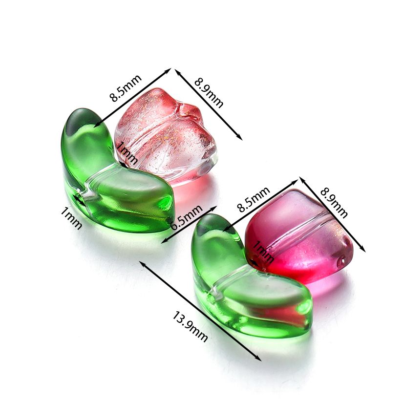 30 pçs/saco transparente pequena tulipa flor de vidro contas colar espaçador contas para diy jóias artesanato artesanal acessórios