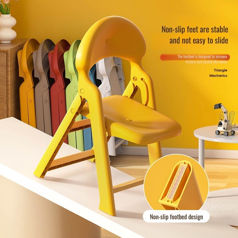 Children's Folding Chair Thick Folding Back Chair for Children's Area Small Bench Anti-slip Reinforcement Design Ergonomic Chair