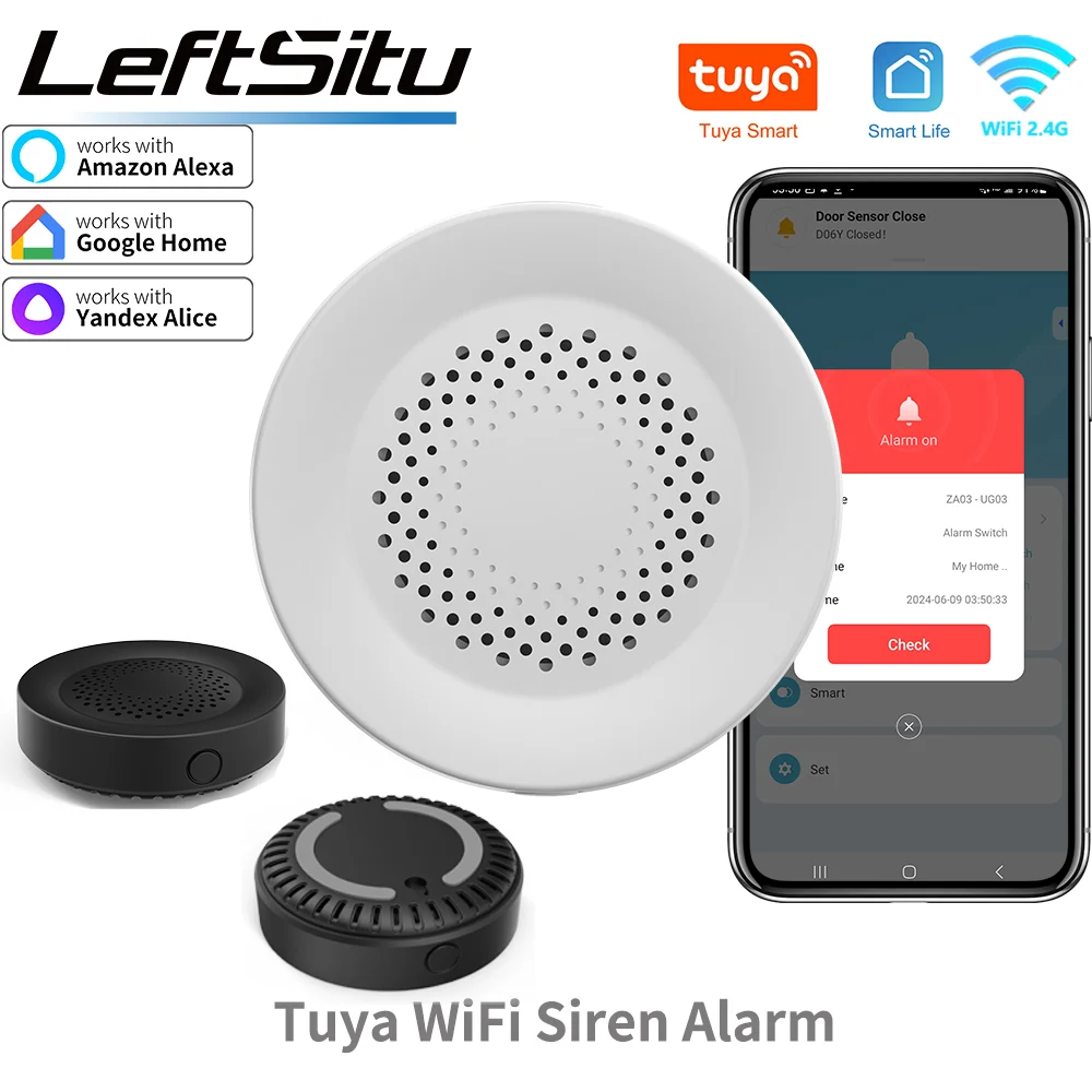 Tuya Wi-Fi сирена сигнализация для умной домашней безопасности 100 дБ динамик работает с Alexa Yandex Alice Tuya smart life